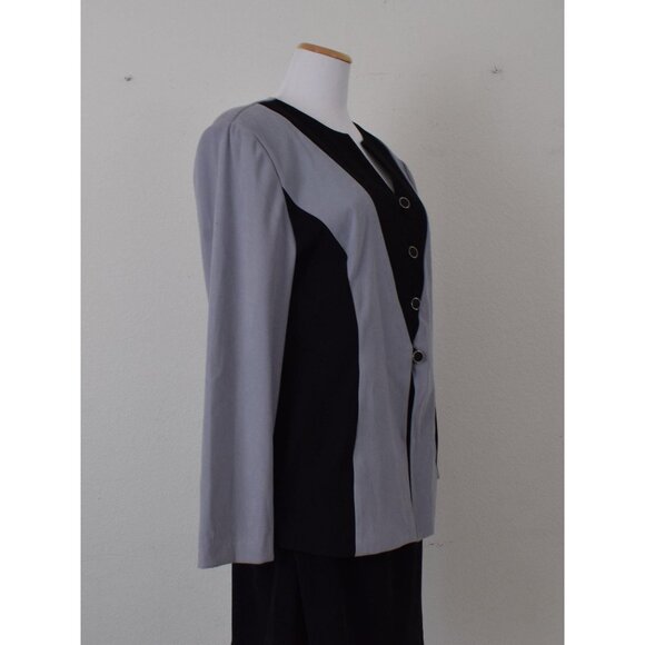 Vintage‎ Black Polyester 2 pc Skirt + Jacket Set - Picture 2 of 10